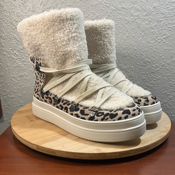 J Slides Shoes - 🔥 J SLIDES NEWBIE SUEDE LEOPARD PRINT PLATFORM ANKLE BOOTS WOMENS SIZE 6.5